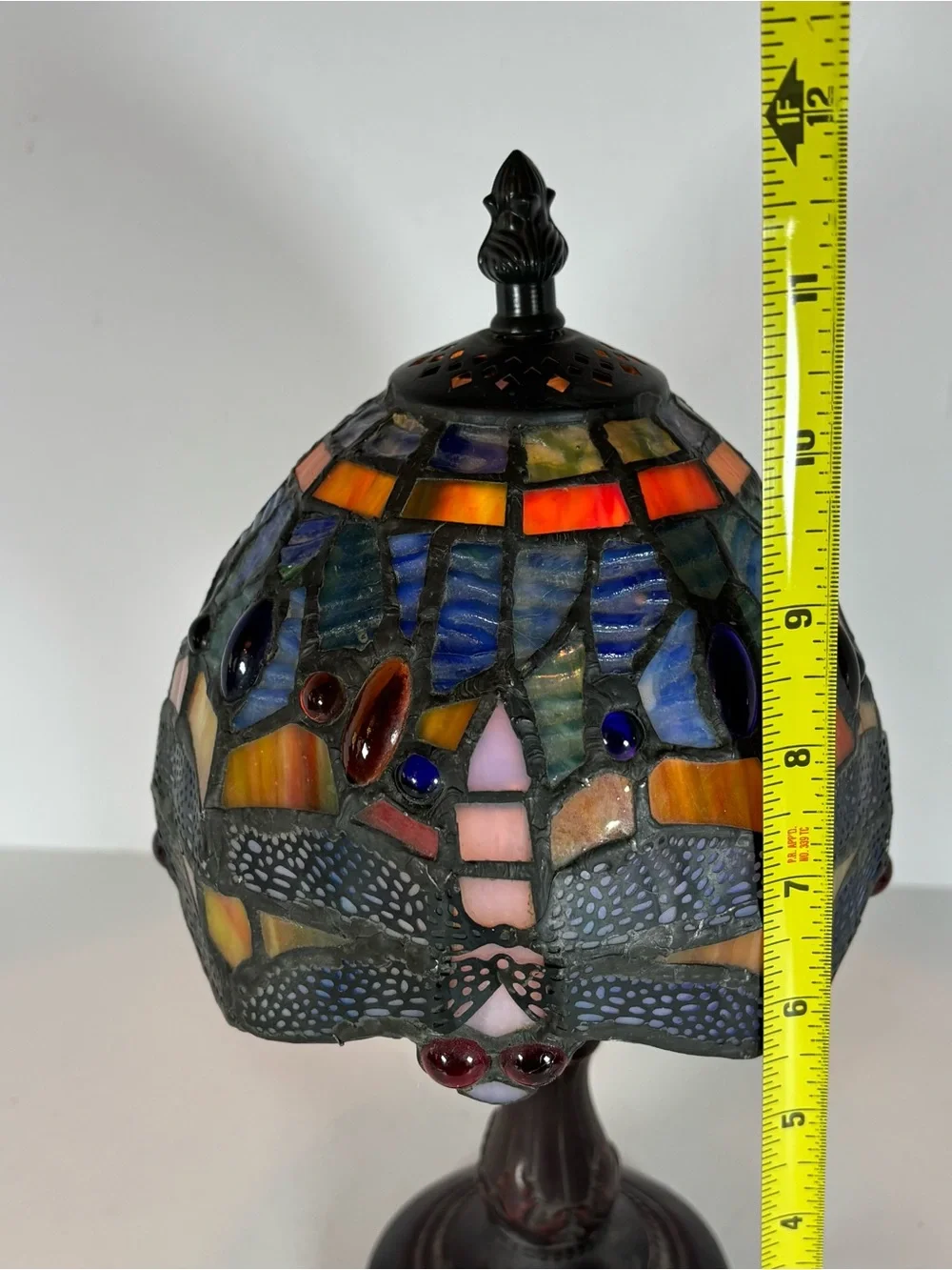 Tiffany Style Stained Glass Lamp Dragonfly Table Boudoir Vintage 12” Cottagecore